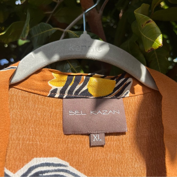 BEL KAZAN La Vie En Rose orange floral rayon surplice flutter sleeve maxi dress - Picture 6 of 7